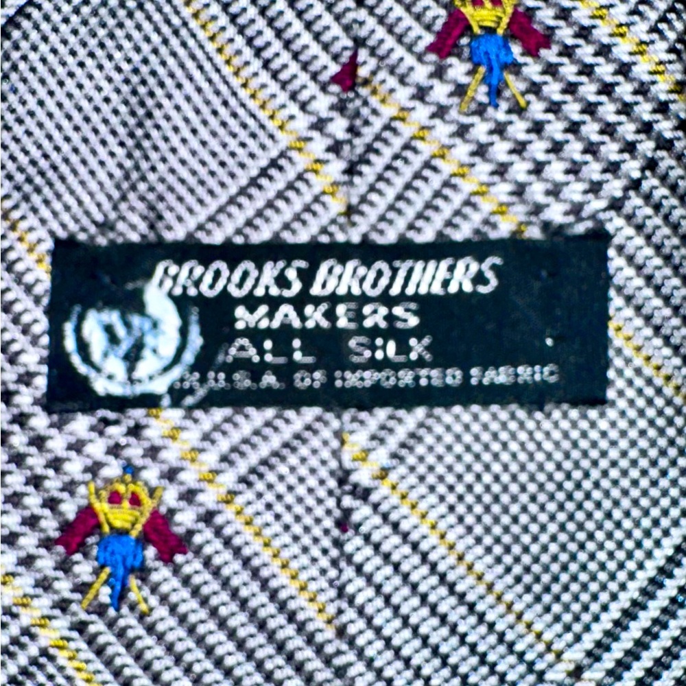 Brooks Brothers embroidered Glen plaid tie vgc
